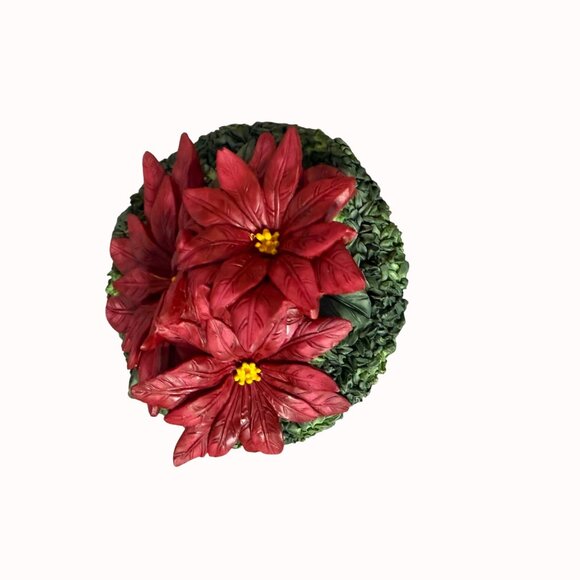 Christmas Poinsettia Candle Topper Decorative Festive Holiday Yankee Candle 3 In - Picture 9 of 16